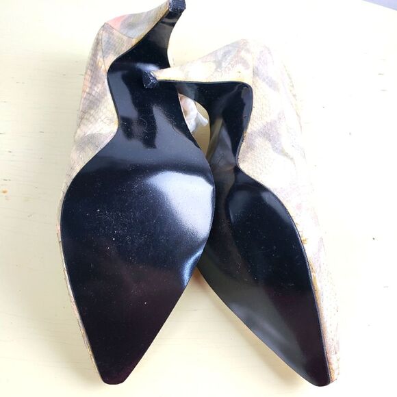 Women's Vintage Unqiue QC Pink Pastel Snake Skin Inspired Short Heels Size 7B - Picture 9 of 12